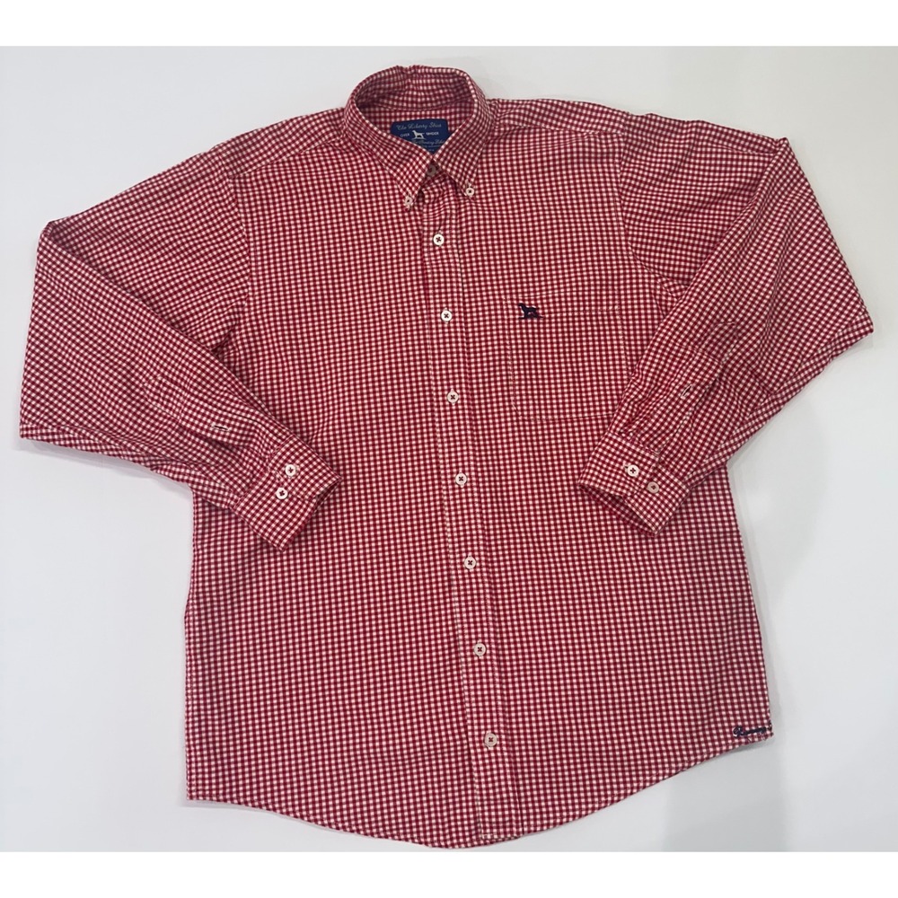 Over Under The Liberty Shirt Mens Medium Red White Gingham Button Down USA Made